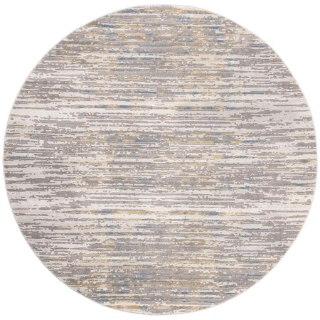 Safavieh 6 ft. 7 in. x 6 ft. 7 in. Meadow 100 Contemporary Style Round Rug Grey & Gold MDW179D-7R